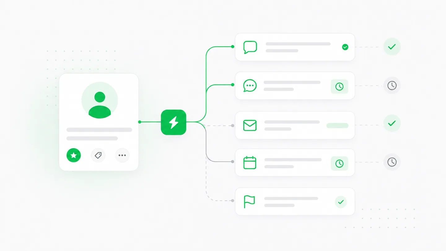 Secuencia visual de seguimiento de leads con acciones automatizadas